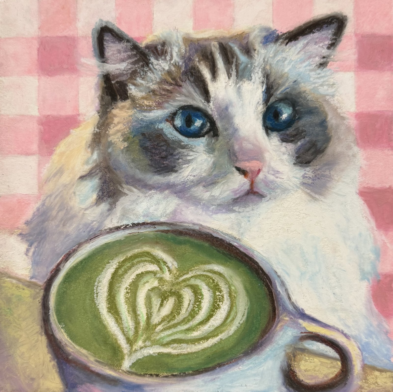 Custom oil pastel pet portrait by Liyko