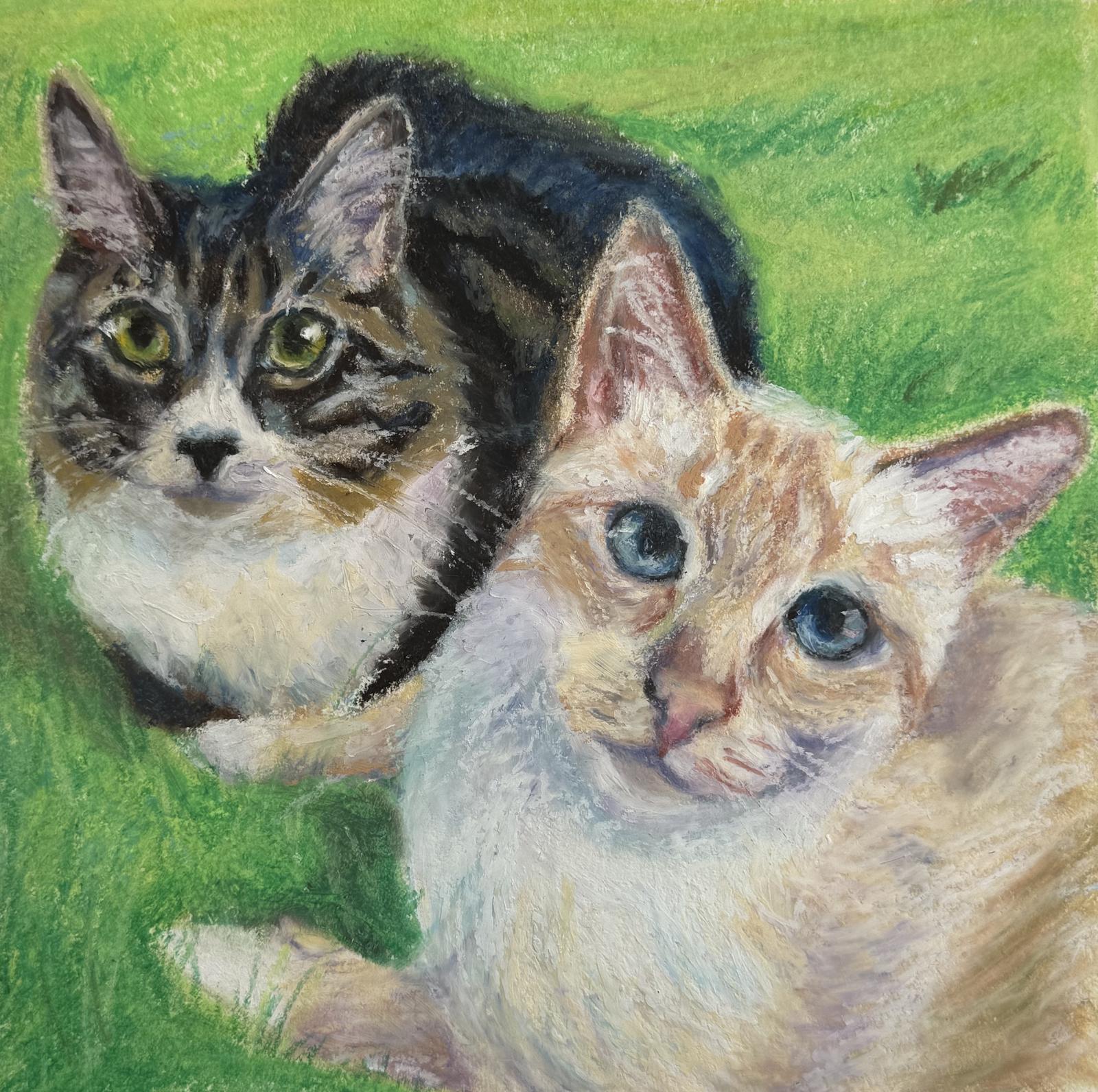 Custom oil pastel pet portrait by Liyko