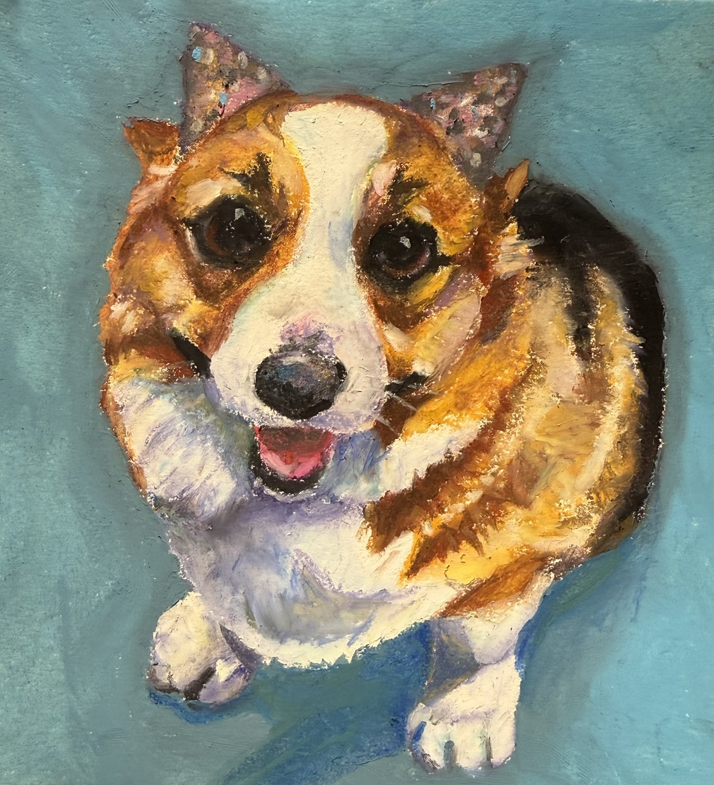Custom oil pastel pet portrait by Liyko