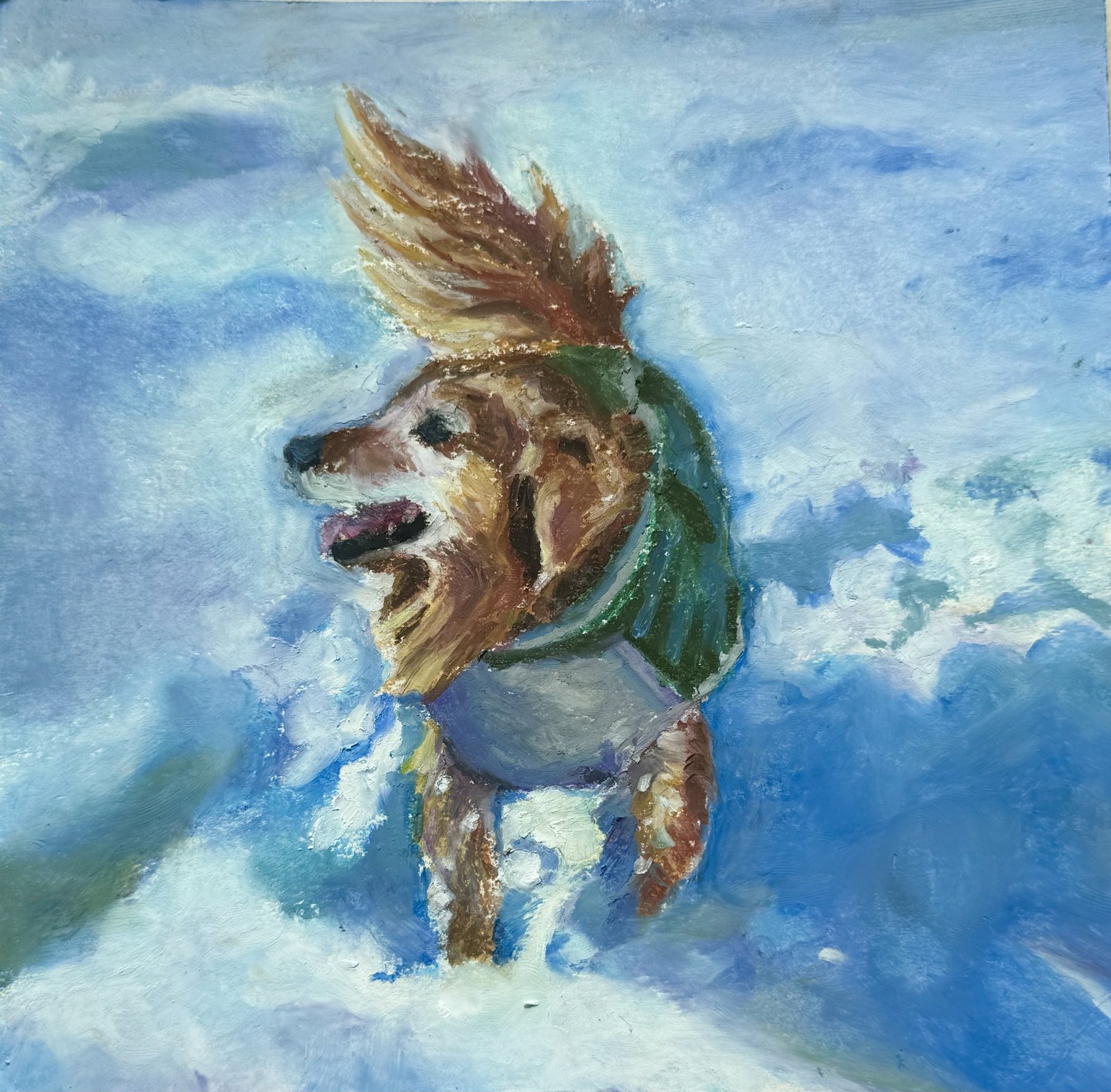 Custom oil pastel pet portrait by Liyko