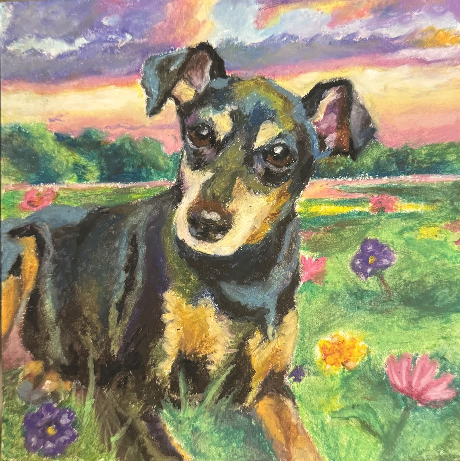 Custom oil pastel pet portrait by Liyko