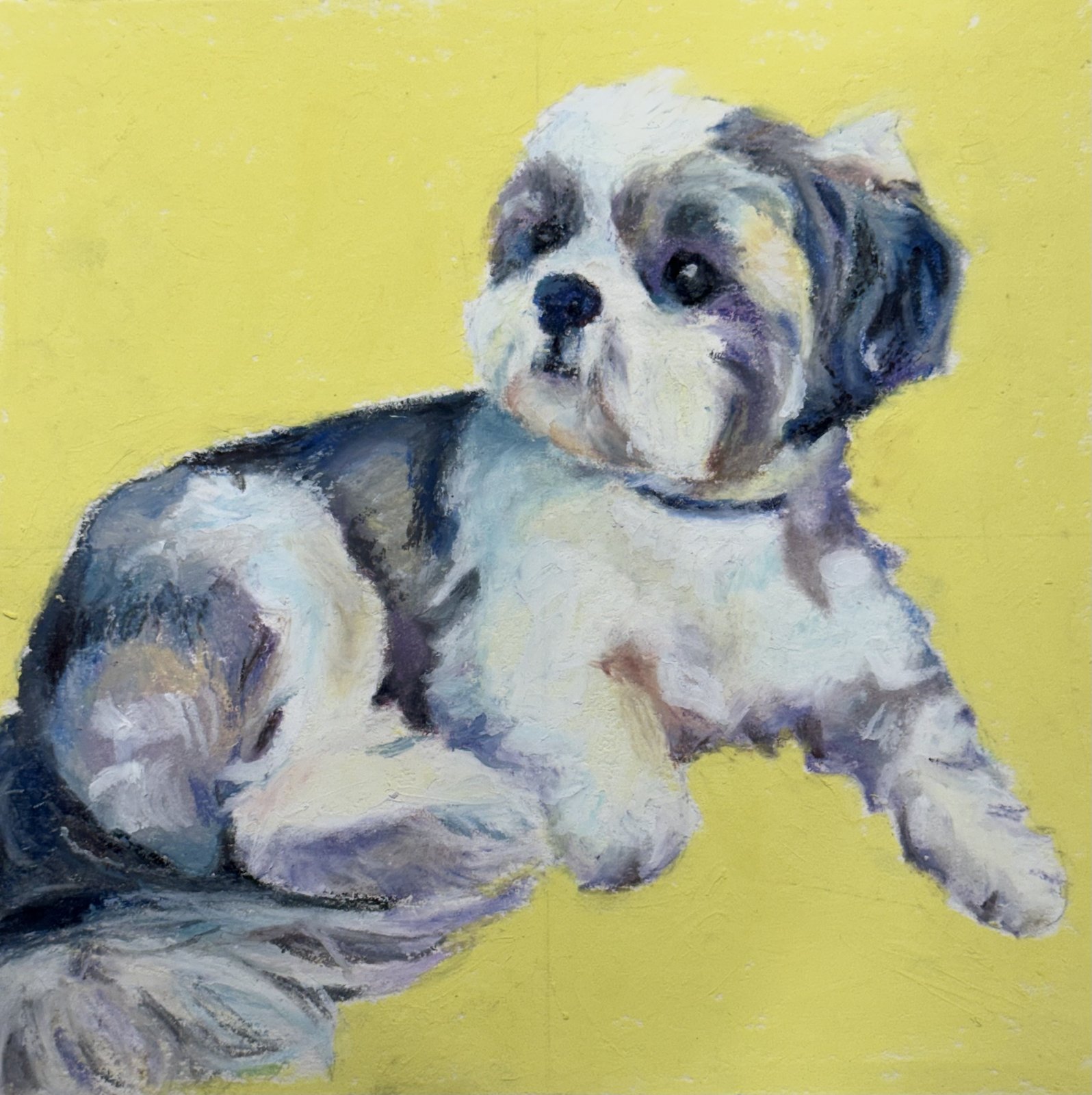 Custom oil pastel pet portrait by Liyko