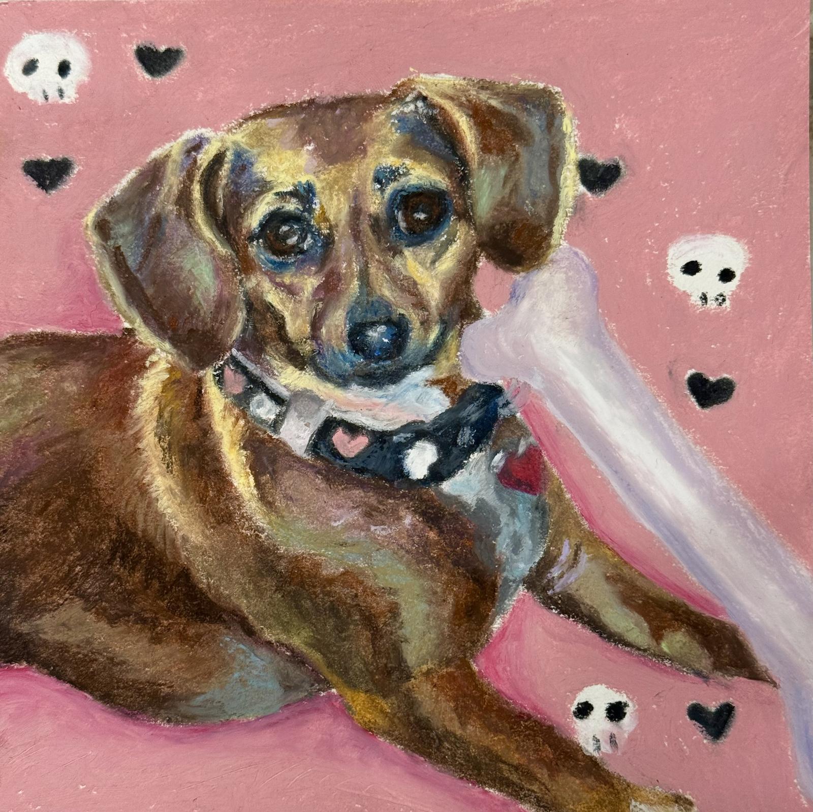 Custom oil pastel pet portrait by Liyko